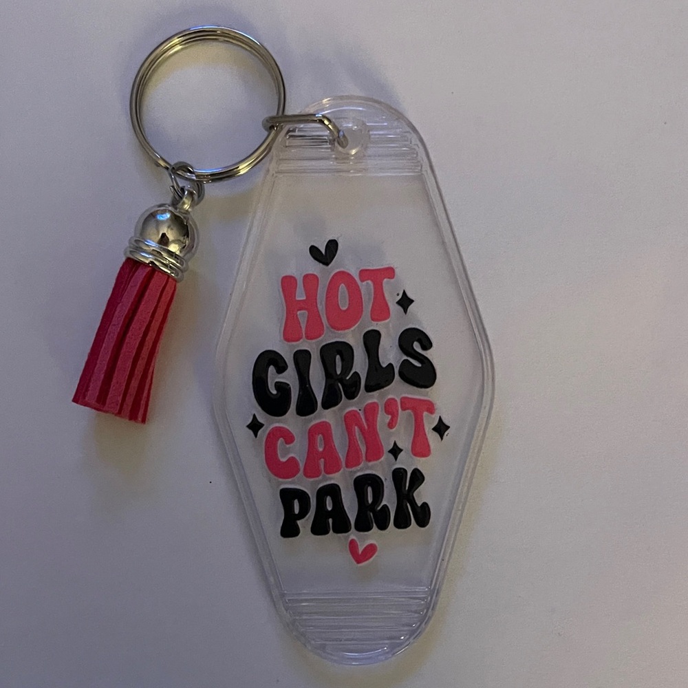 Pink and Black Key Holder with Tassel